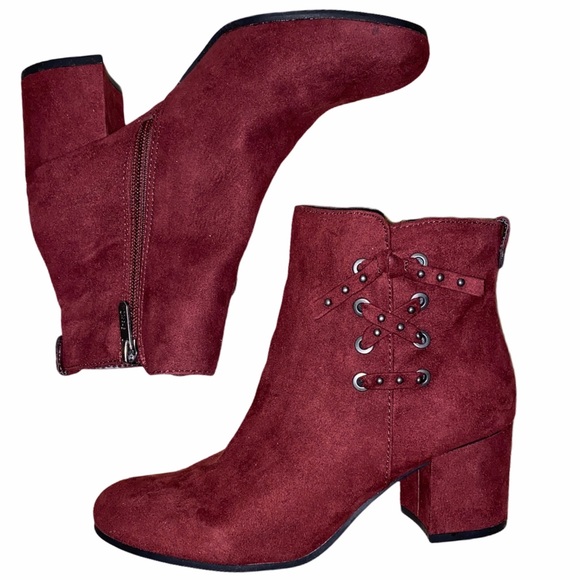 SAM EDELEMAN Vinnie Maroon Red Suede Ankle Booties Size 6.5 - Picture 9 of 9